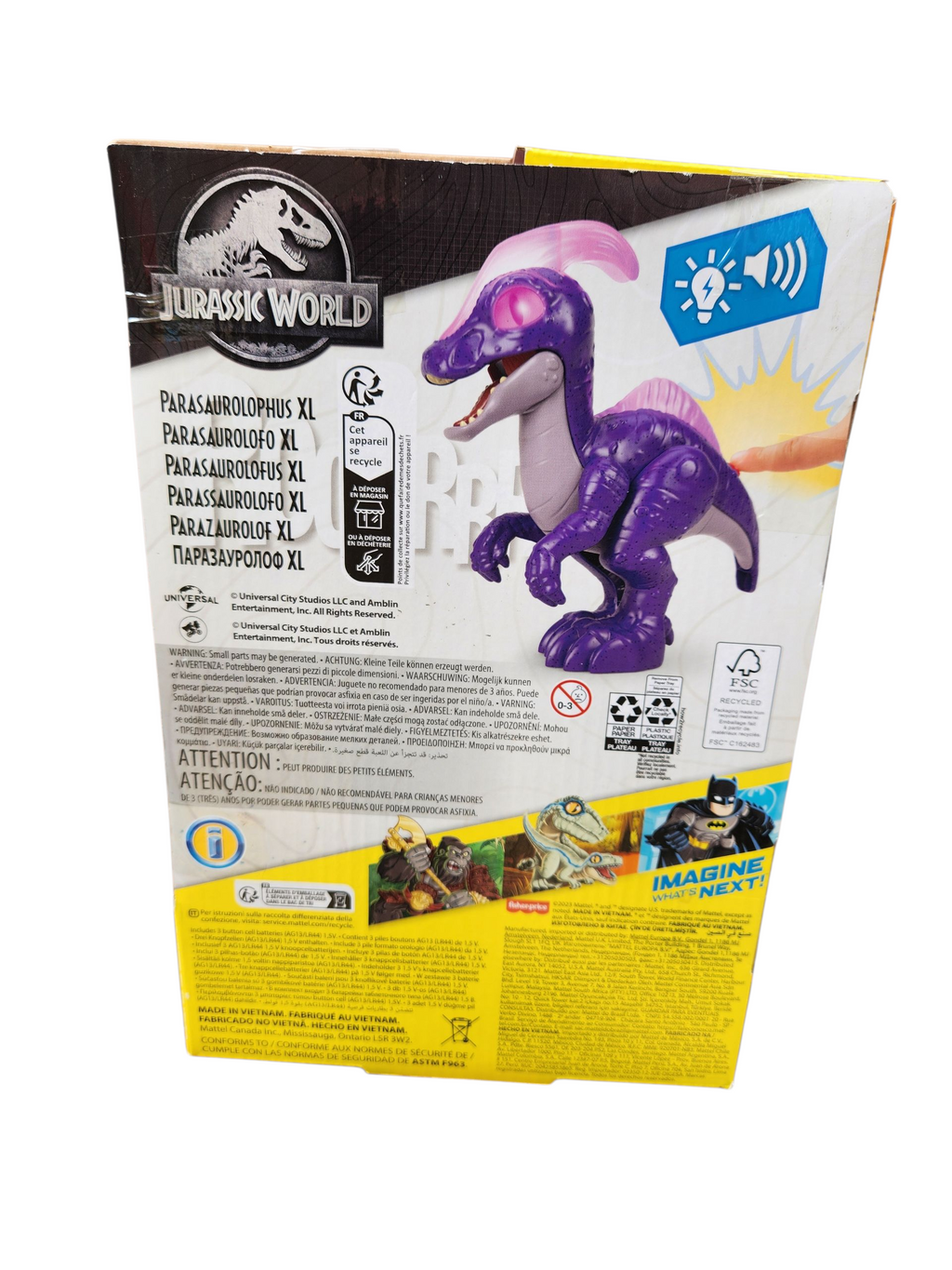 Imaginext Jurassic World Deluxe XL with Sounds and light  up Purple Dinosaur Toy for Kids