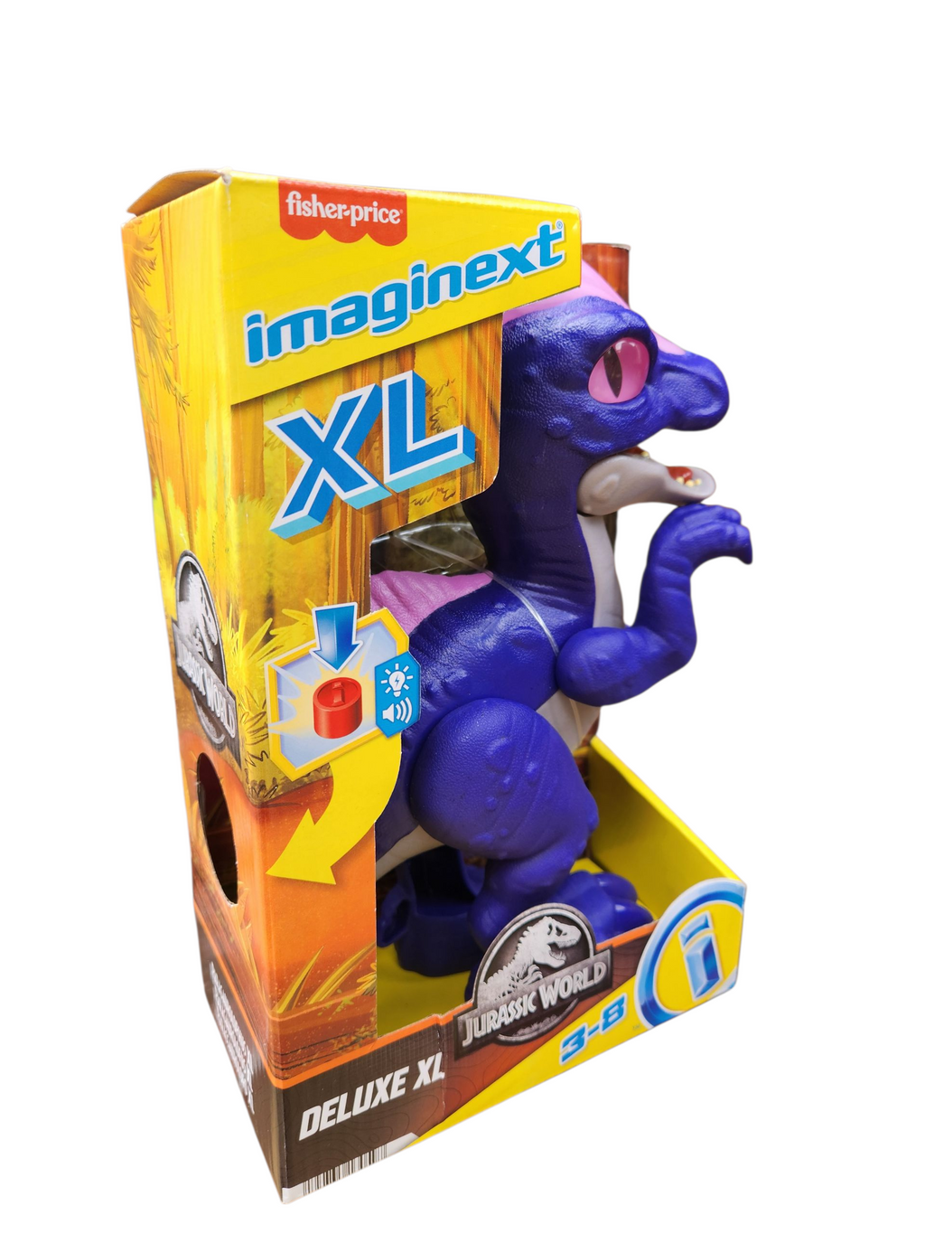 Imaginext Jurassic World Deluxe XL with Sounds and light  up Purple Dinosaur Toy for Kids