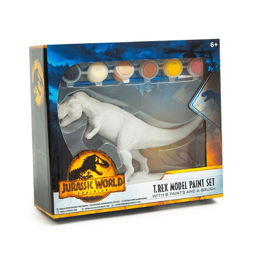 Jurassic World T-Rex Model Paint Set with 6 Paints and a Brush for Kids Age 6+ Creative Dinosaur Painting Kit