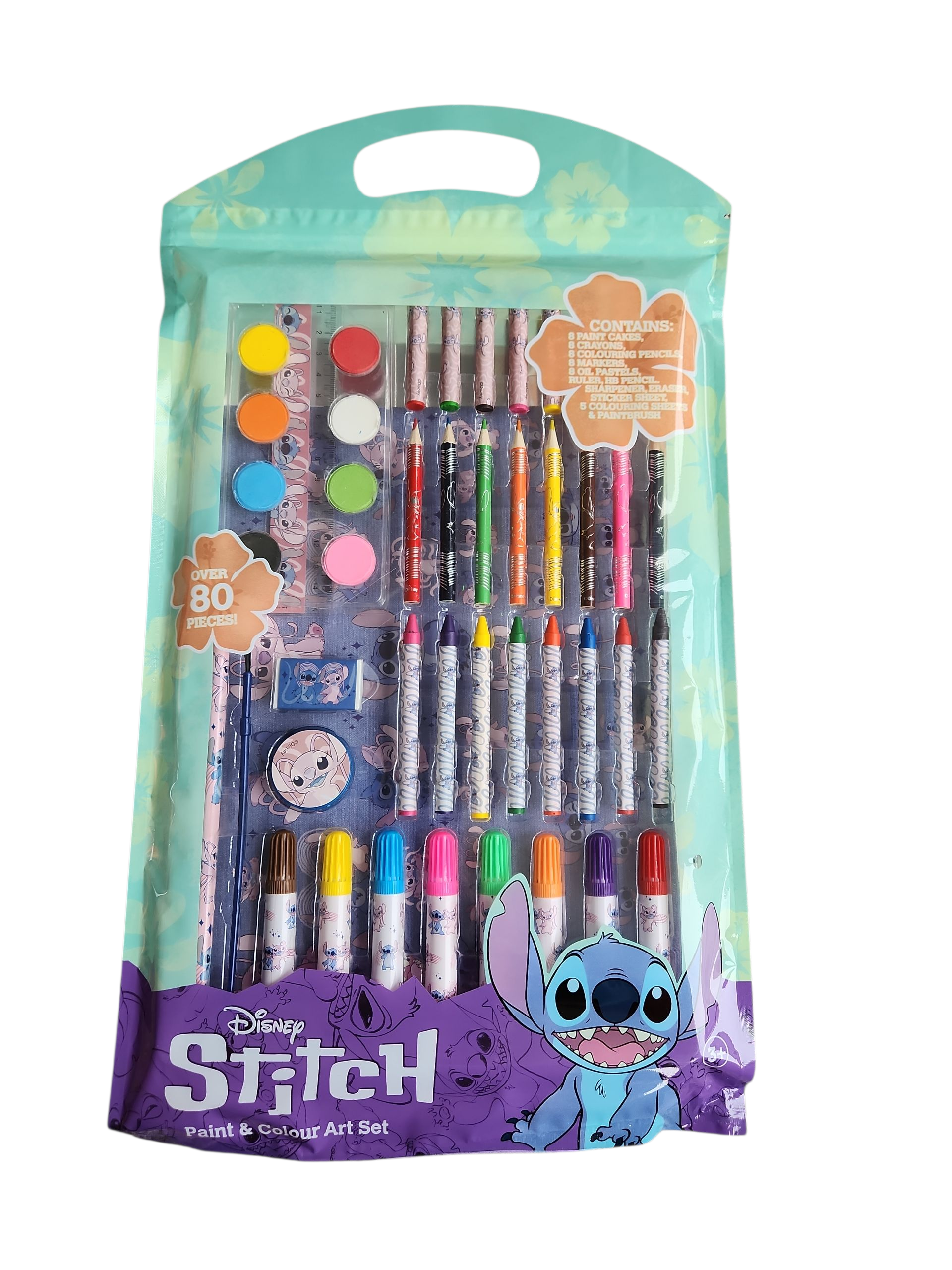 Disney Stitch Paint & Colour Art Set - 80 Pieces of Fun Creative Painting Kit Featuring Stitch Character