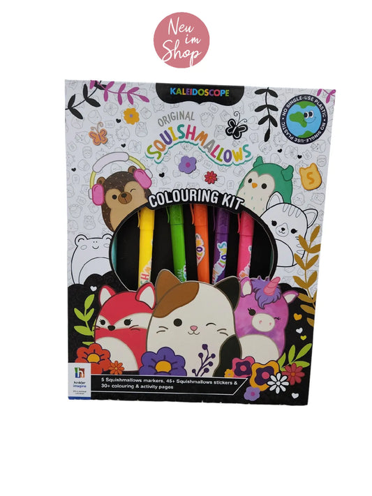 Original Squishmallows colouring kit set includes stickers and colouring markers